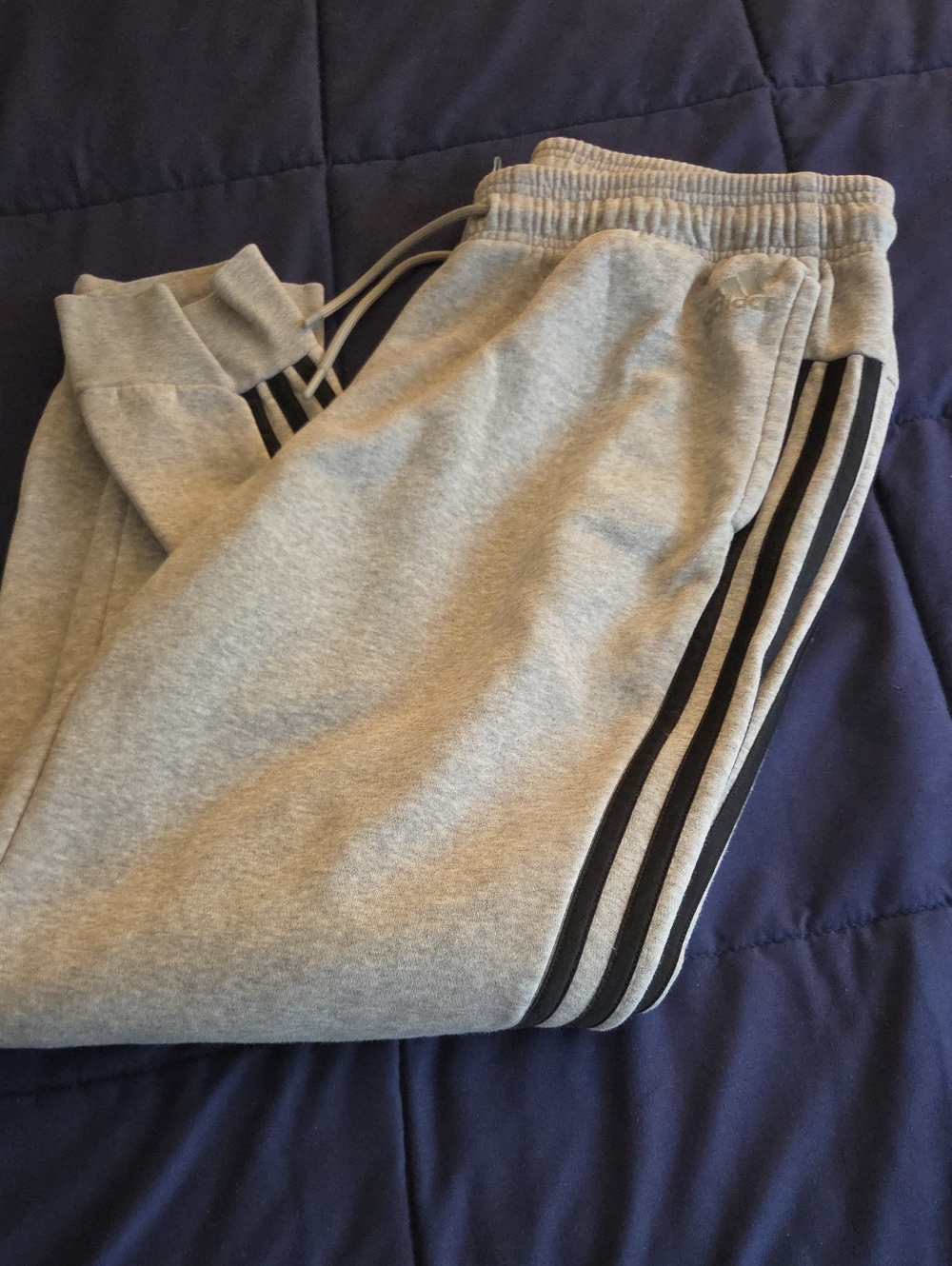 Adidas Womens Gray Jogger Sweatpants with Black Side Stripes
